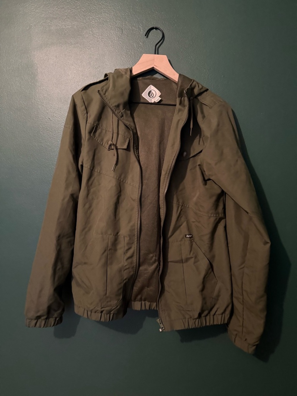 Volcom Olive Green Hooded Utility Jacket